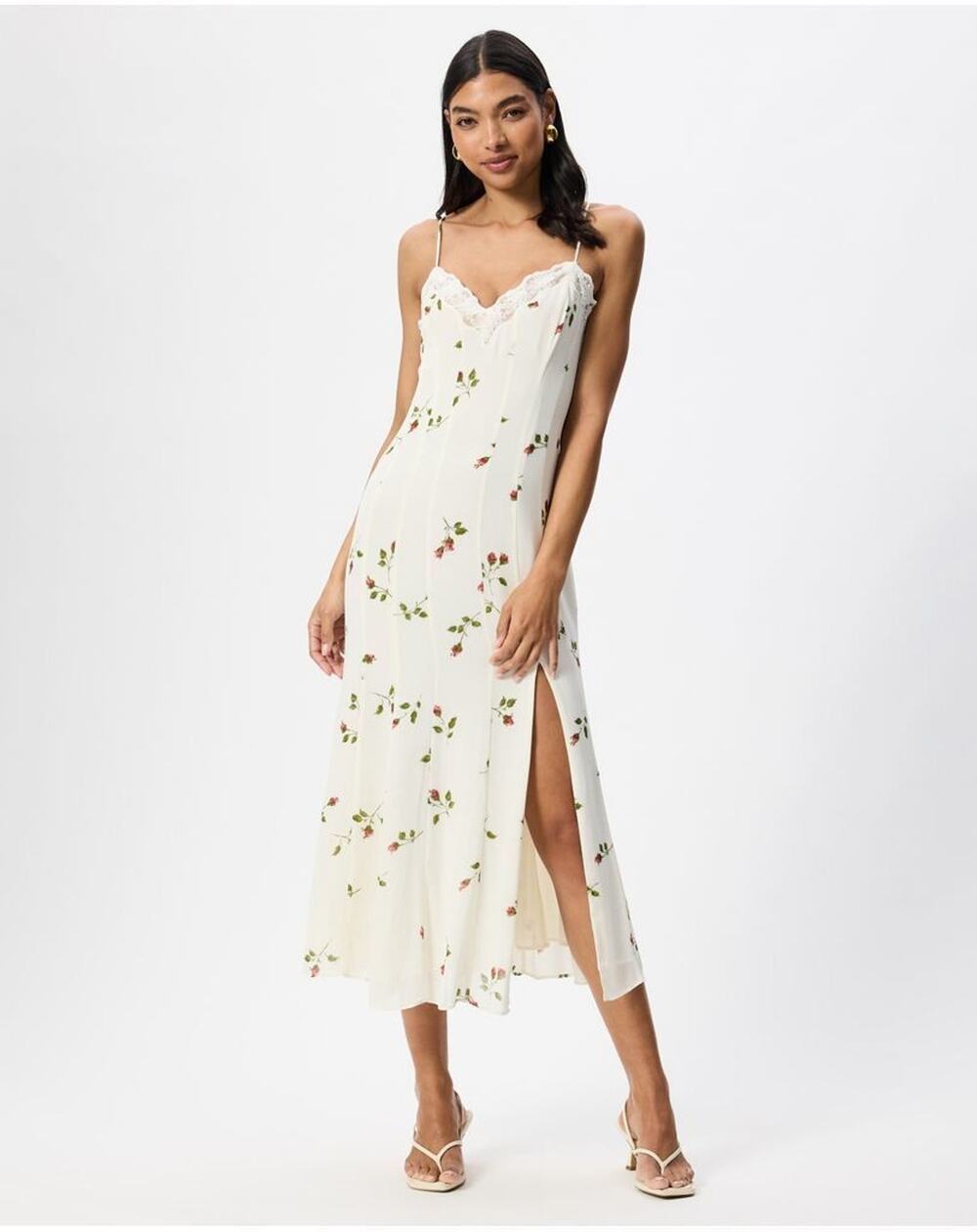 NWT Reformation Lucine Floating Rose Floral Midi Dress Size 6